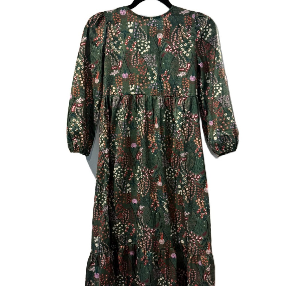 Luella Couture Paris Floral Green Midi Dress Sz 10